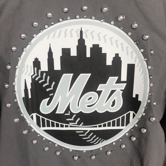 NY Mets Jacket w/ruffle & Silver glitter logos S - Picture 9 of 12